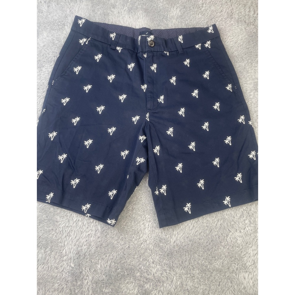 Daniel Hechter Shorts Mens 34 Navy Blue Palm Tree Embroidered Chino Shorts